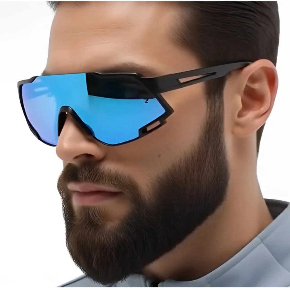 Sport Men Sunglasses Blue Mirrored Lens Cycling Running Glasses Light Weight New